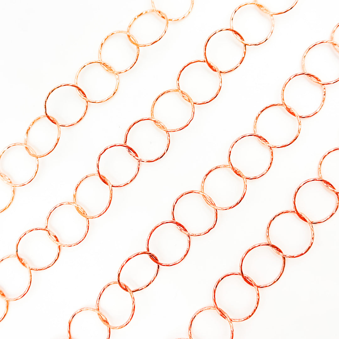 Y96RGP. Rose Gold Plated Sterling Silver Diamond Cut Round Link Chain