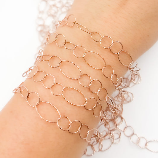 Rose Gold Plated Silver Long and Short Link Chain