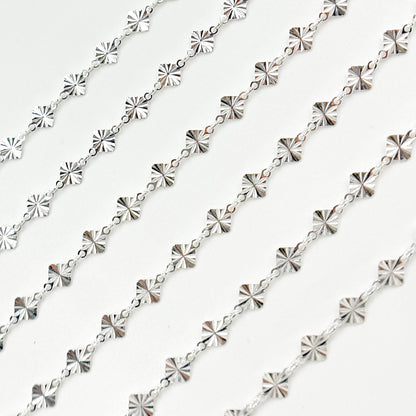 Sterling Silver Hammered Diamond Link Chain