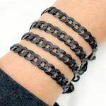 Load image into Gallery viewer, Black Rhodium Matt Sterling Silver Flat Curb Chain