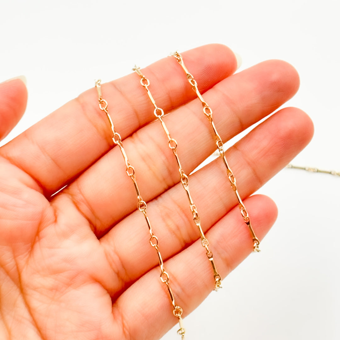 Shop Now 14K Solid Yellow Gold Bar Chain