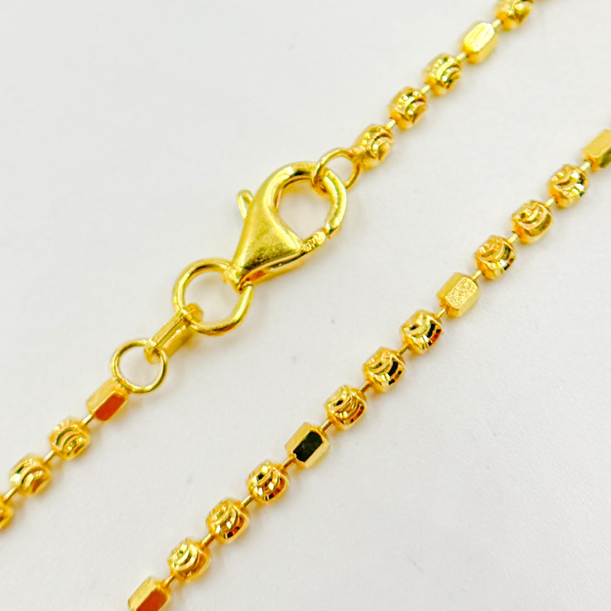 Gold Plated Sterling Silver Tube and Ball Necklace