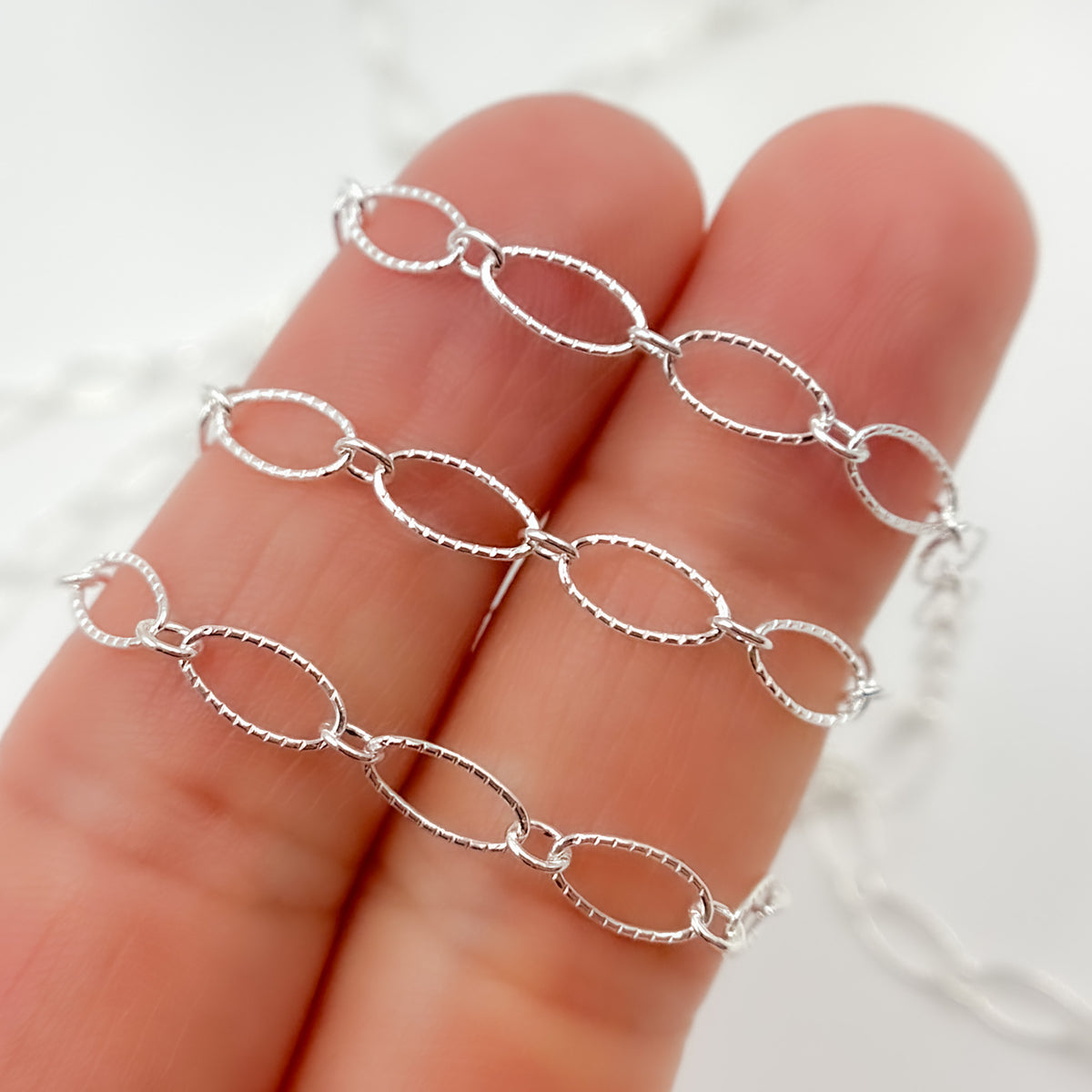 Sterling Silver Twisted Oval & Round Link Chain