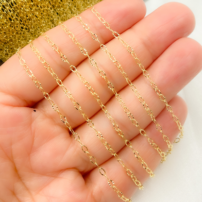 14k Solid Gold Diamond Cut Oval Link Chain