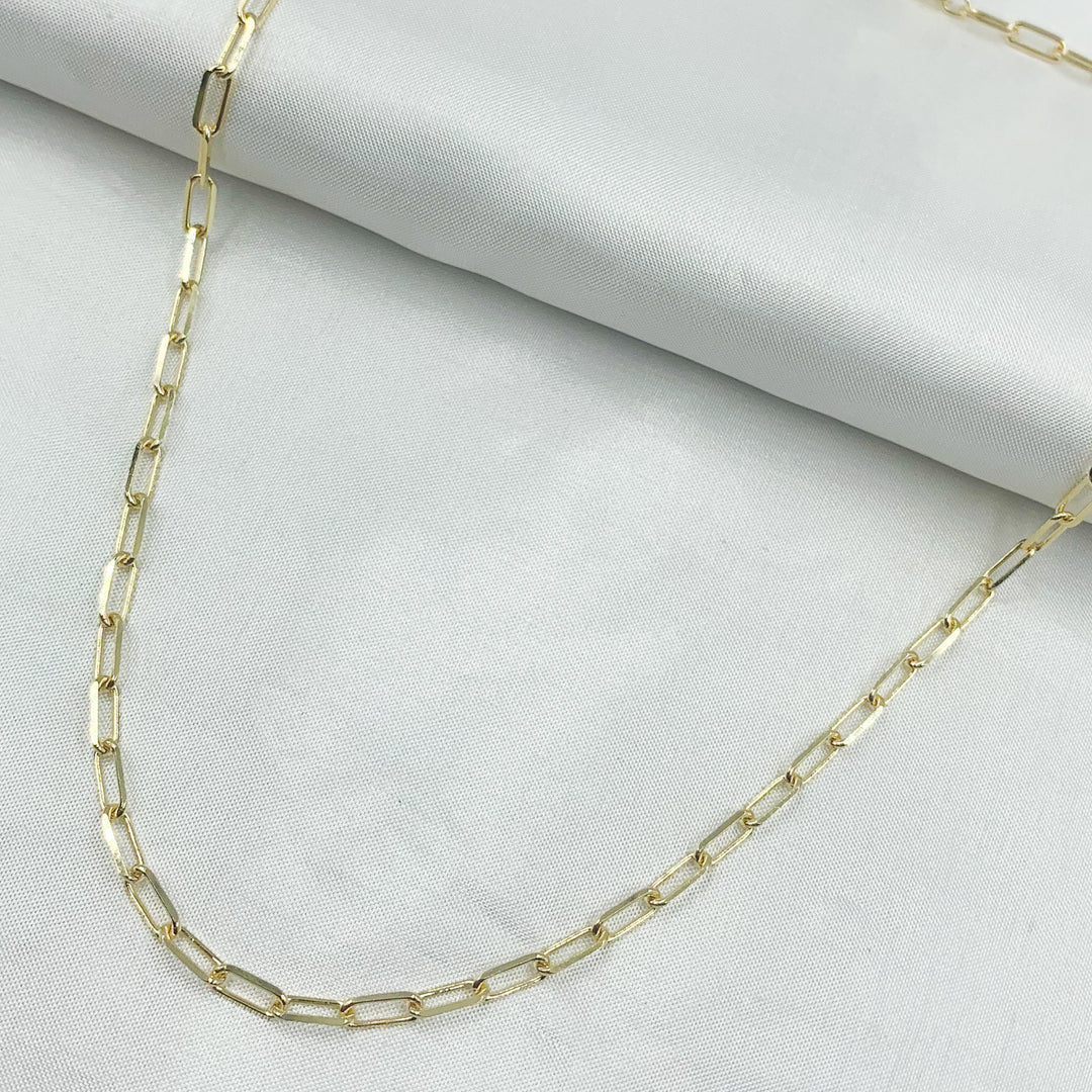 14K Solid Gold Diamond Cut Paperclip Necklace
