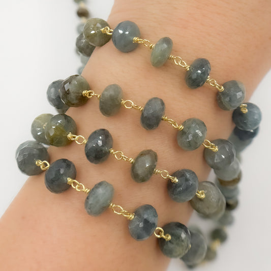 Moss Aquamarine Gold Plated Wire Chain