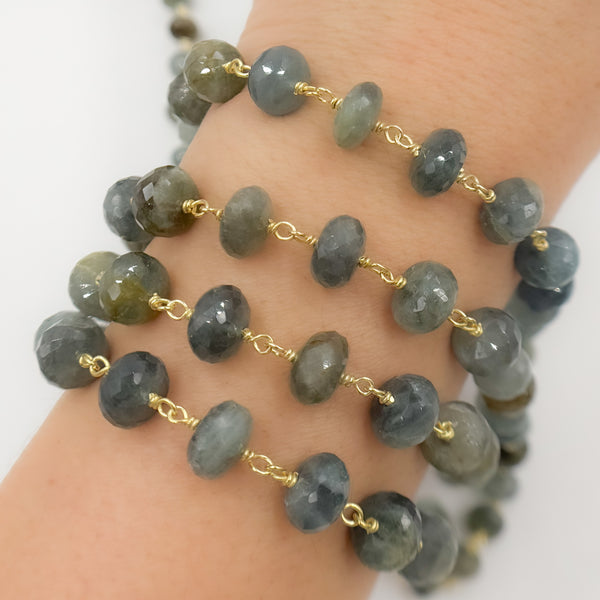 Moss Aquamarine Gold Plated Wire Chain