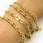 Load image into Gallery viewer, V61GP. Gold Plated 925 Sterling Silver Short &amp; Long Flat Oval Link Chain