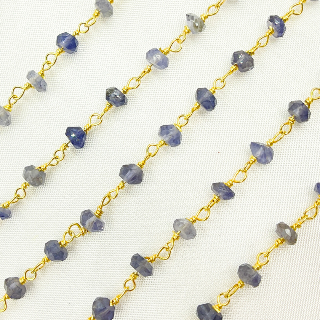 Iolite Gold Plated 925 Sterling Silver Wire Chain