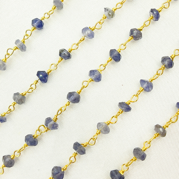 Iolite Gold Plated 925 Sterling Silver Wire Chain
