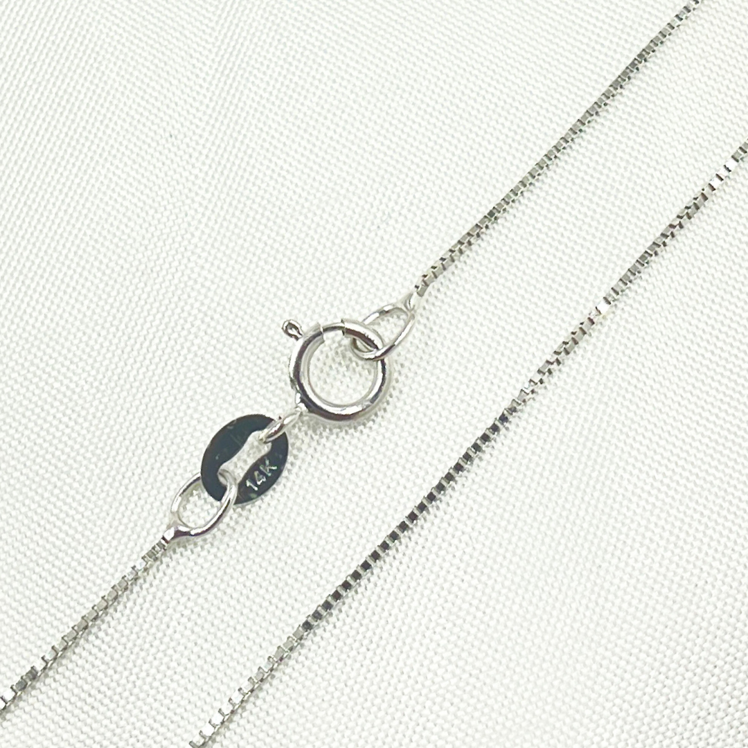 14K Solid White Gold Box Chain