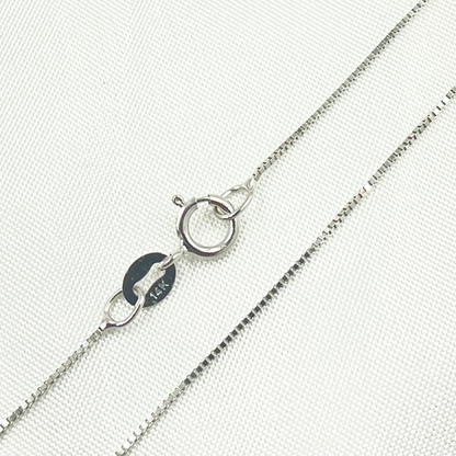 14K Solid White Gold Box Chain