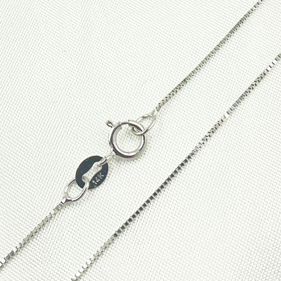 040VEDWG. 14K Solid White Gold Box Chain