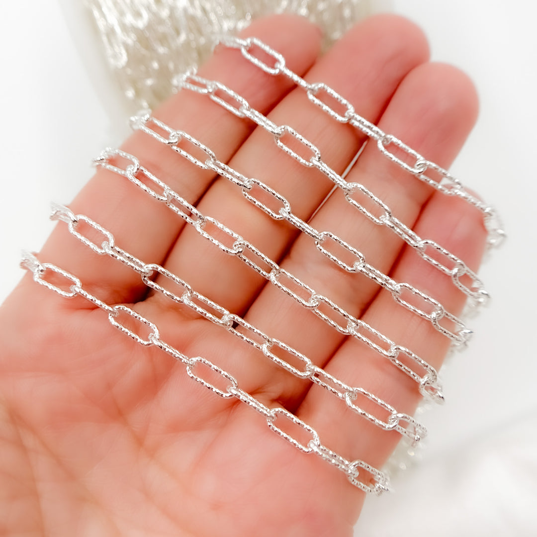 Y42SS. Sterling Silver Diamond Cut Paperclip Chain