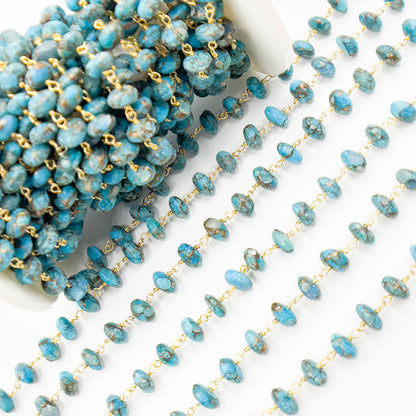 Gold Plated Sterling Silver Turquoise Organic Shape Wire Chain
