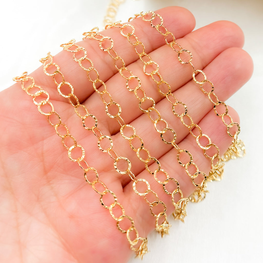 679FLGF. 14K Gold Filled Hammered Round Link Chain