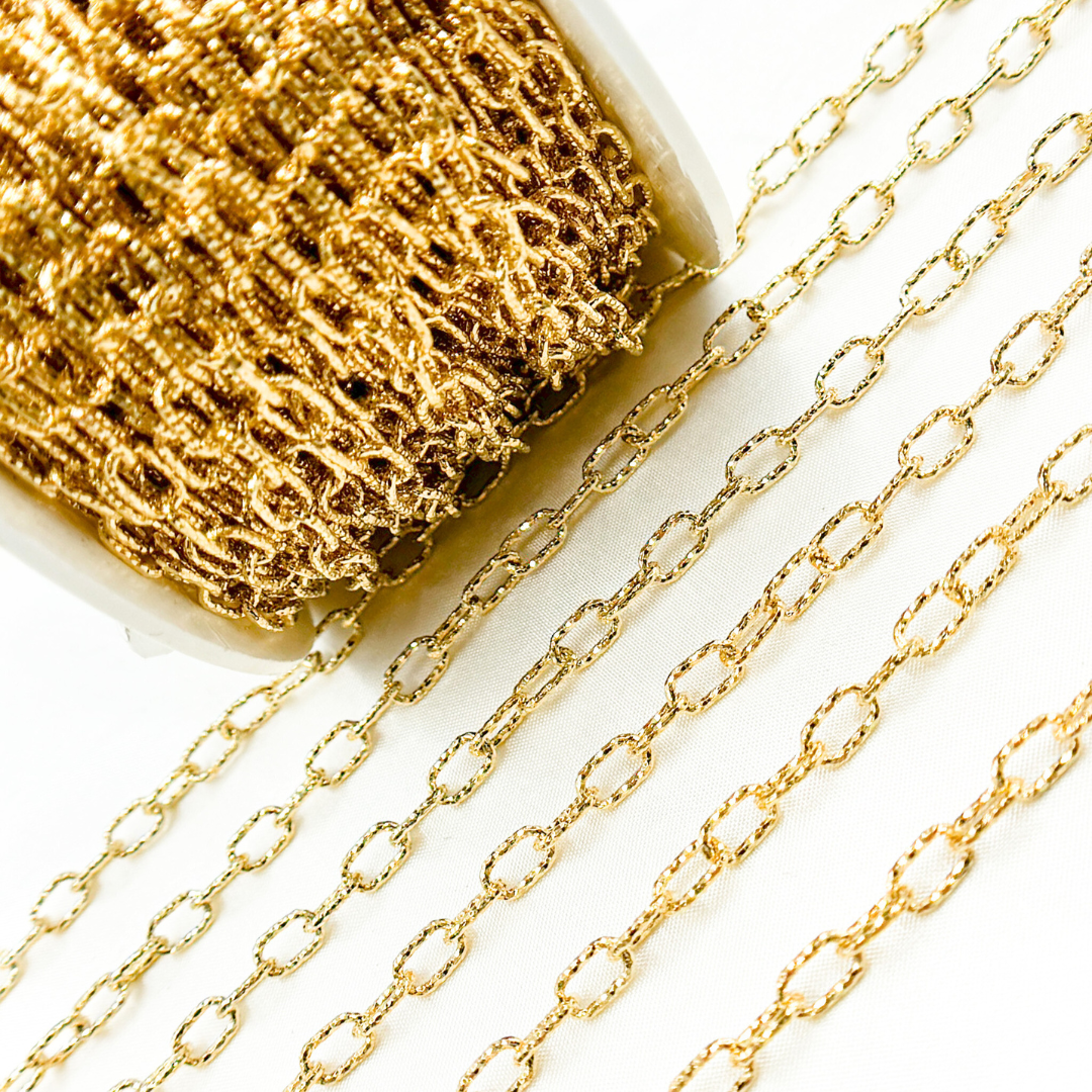 V151DCGP. Gold Plated 925 Sterling Silver Diamond Cut Cable Link Chain