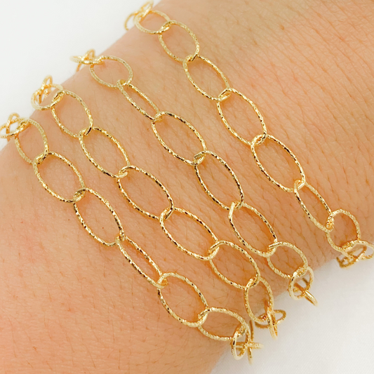 Gold Plated Sterling Silver Diamond Cut Oval Link Chain