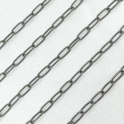 Oxidized Sterling Silver Hammered Paperclip Chain