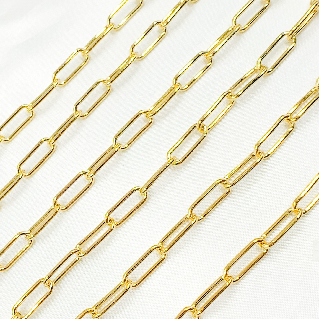 V6GP. Gold Plated 925 Sterling Silver Smooth Paperclip Chain