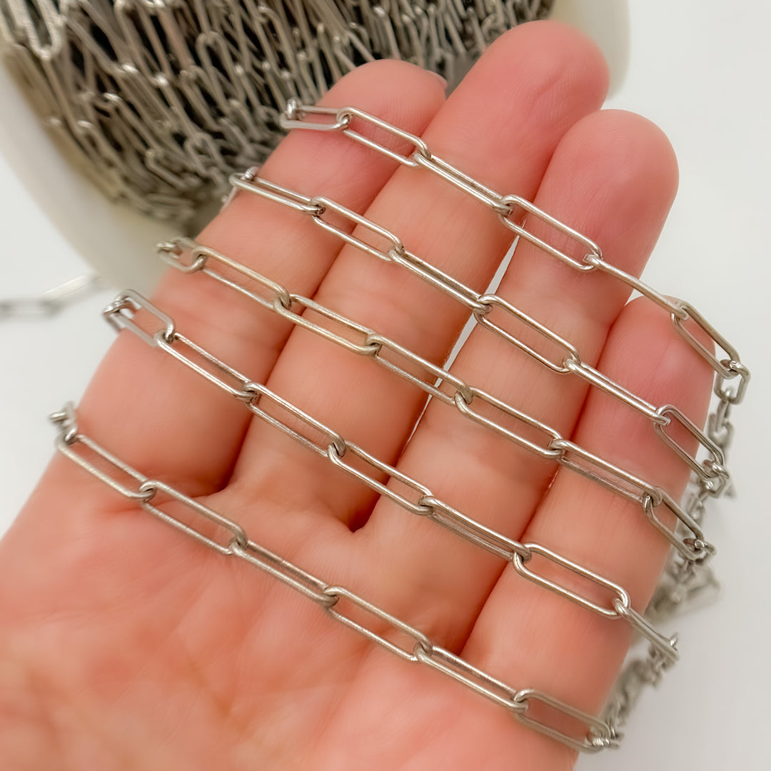 Oxidized Sterling Silver Smooth Paperclip Chain