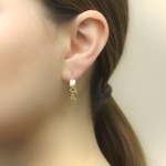 Load image into Gallery viewer, GER108. 14K Solid Gold Hollow Hoop with Flat and Curb section