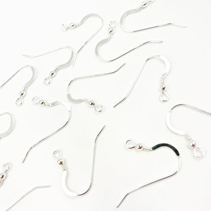 White Sterling Silver Ball Ear Wire