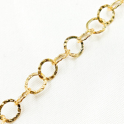 14K Gold Filled Hammered Round Link Chain