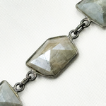 Load image into Gallery viewer, Coated Milky Aquamarine Organic Shape Bezel Oxidized Wire Chain. AQU7
