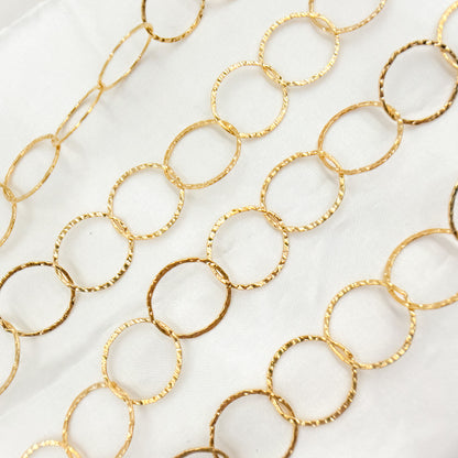 14K Gold-Filled Hammered Round Link Chain