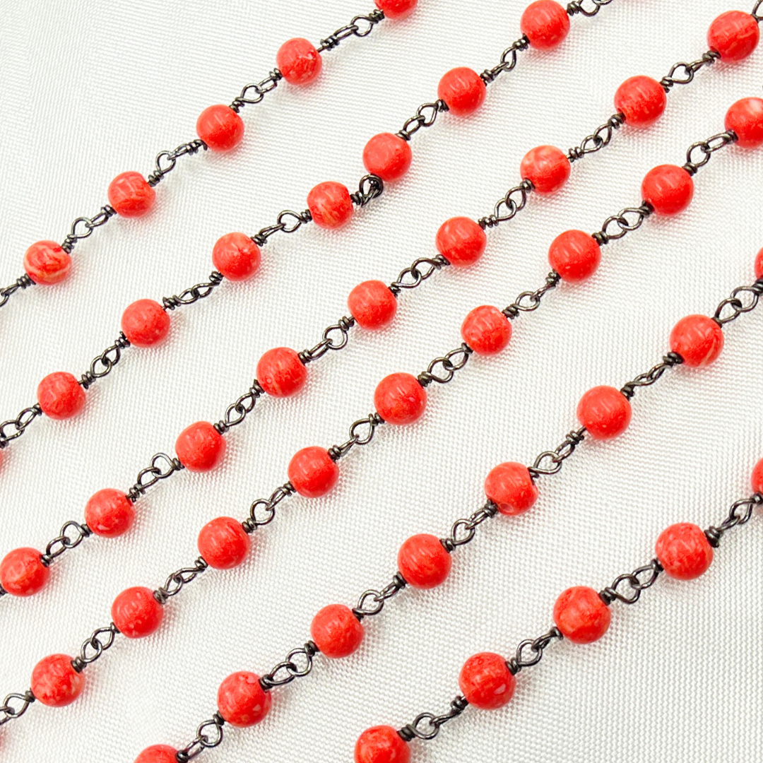 Red Coral Wire Wrap Chain