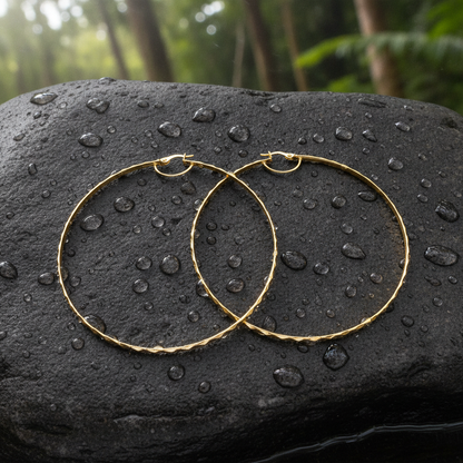 GER103. 14K Solid Gold Twisted Hoop Earrings
