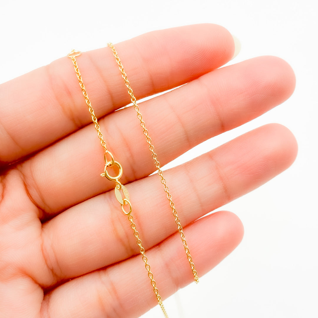 030R01LGJ08018K. 18K Solid Gold Cable Chain with Extender