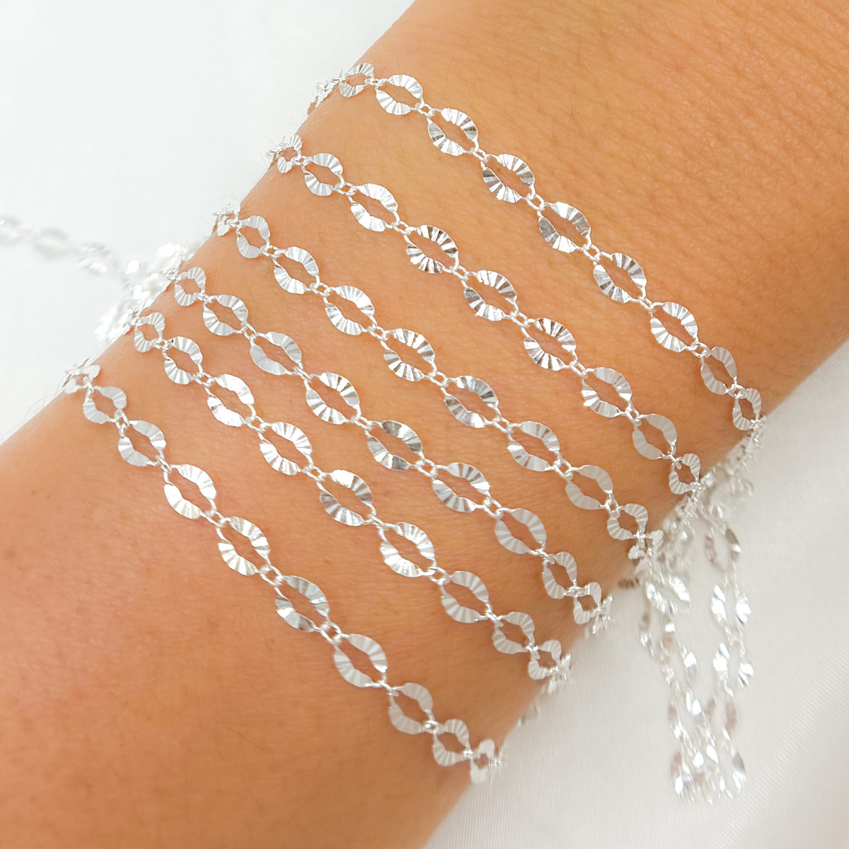 Sterling Silver Diamond Cut Marina Link Chain