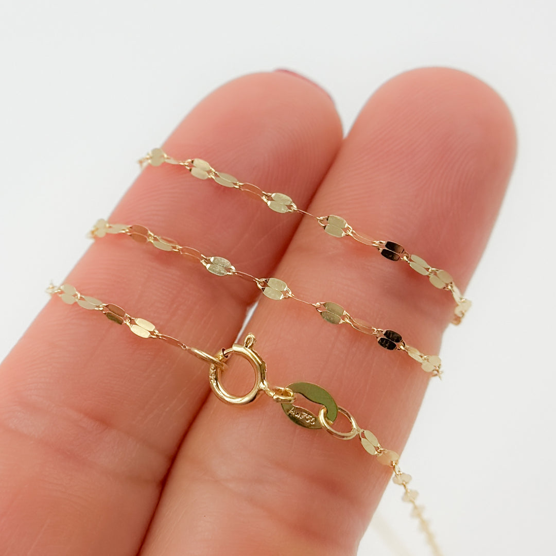 027FV1018K. 18K Solid Gold Flat Marina Chain