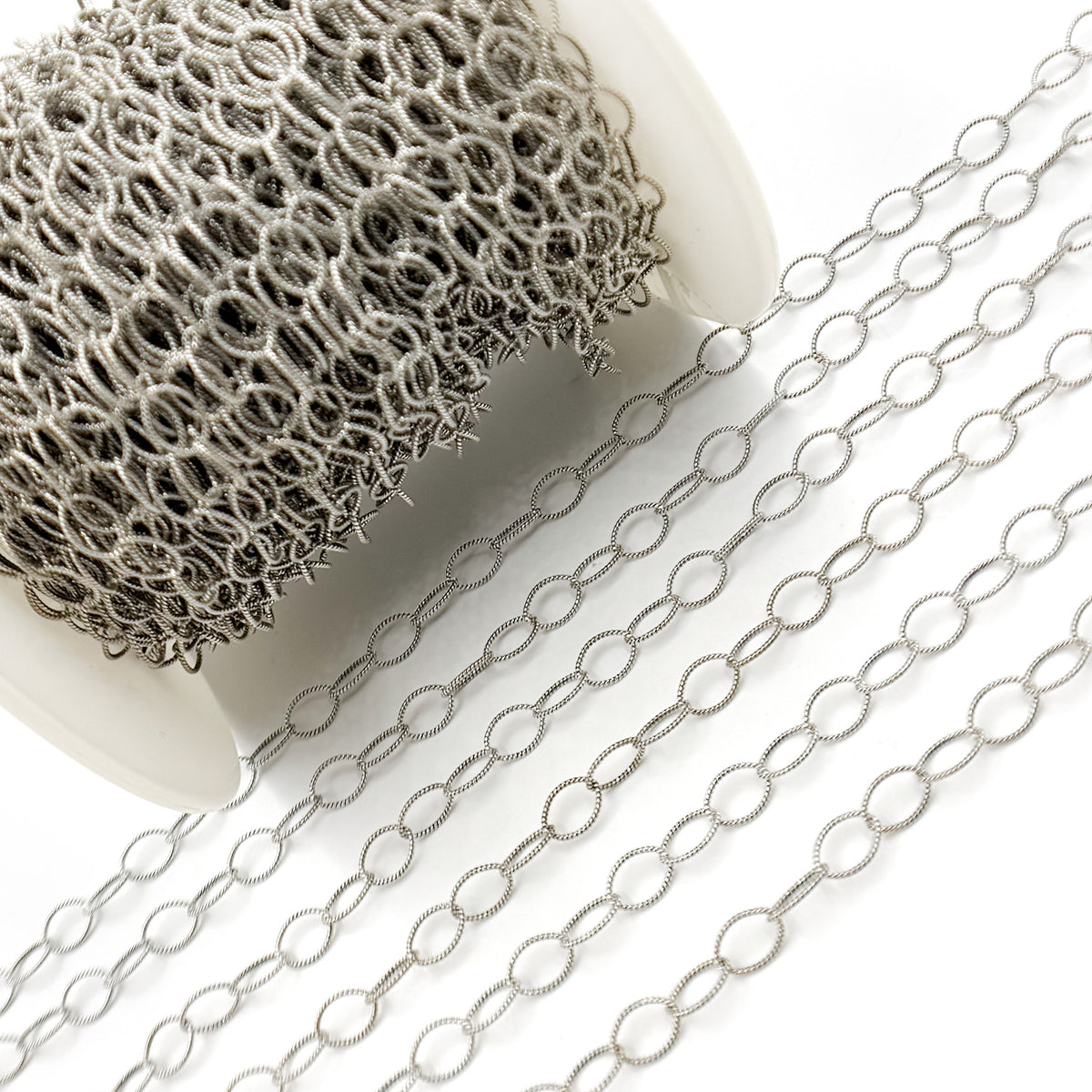 Oxidized Sterling Silver Twisted Oval Link Chain