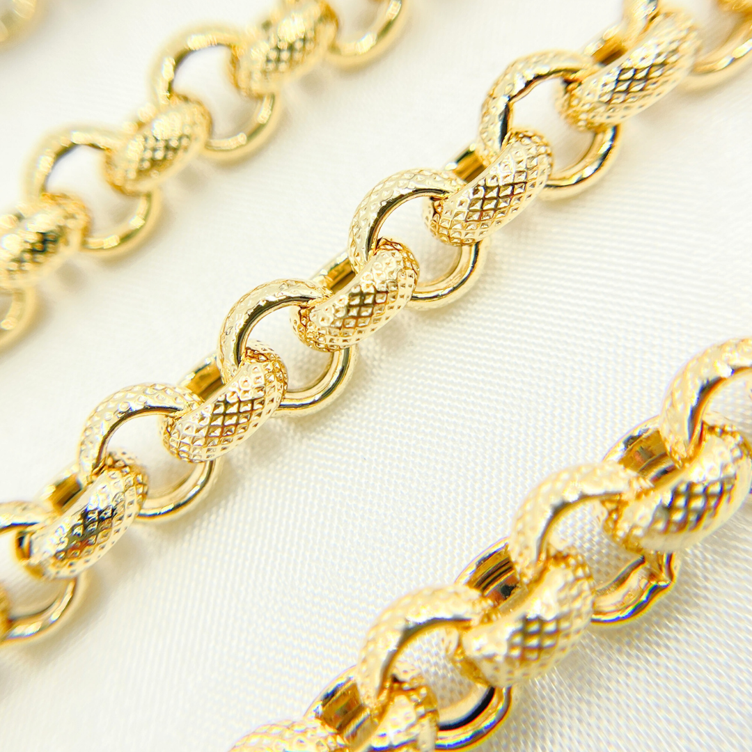 Plated 925 Sterling Silver Textured Round Link Chain