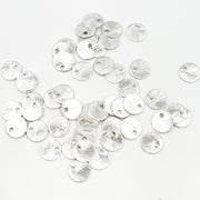 6MM White Sterling Silver Brushed Round Flat Disc Charm with a Single Hole