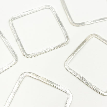  White Sterling Silver Brushed Square Connector