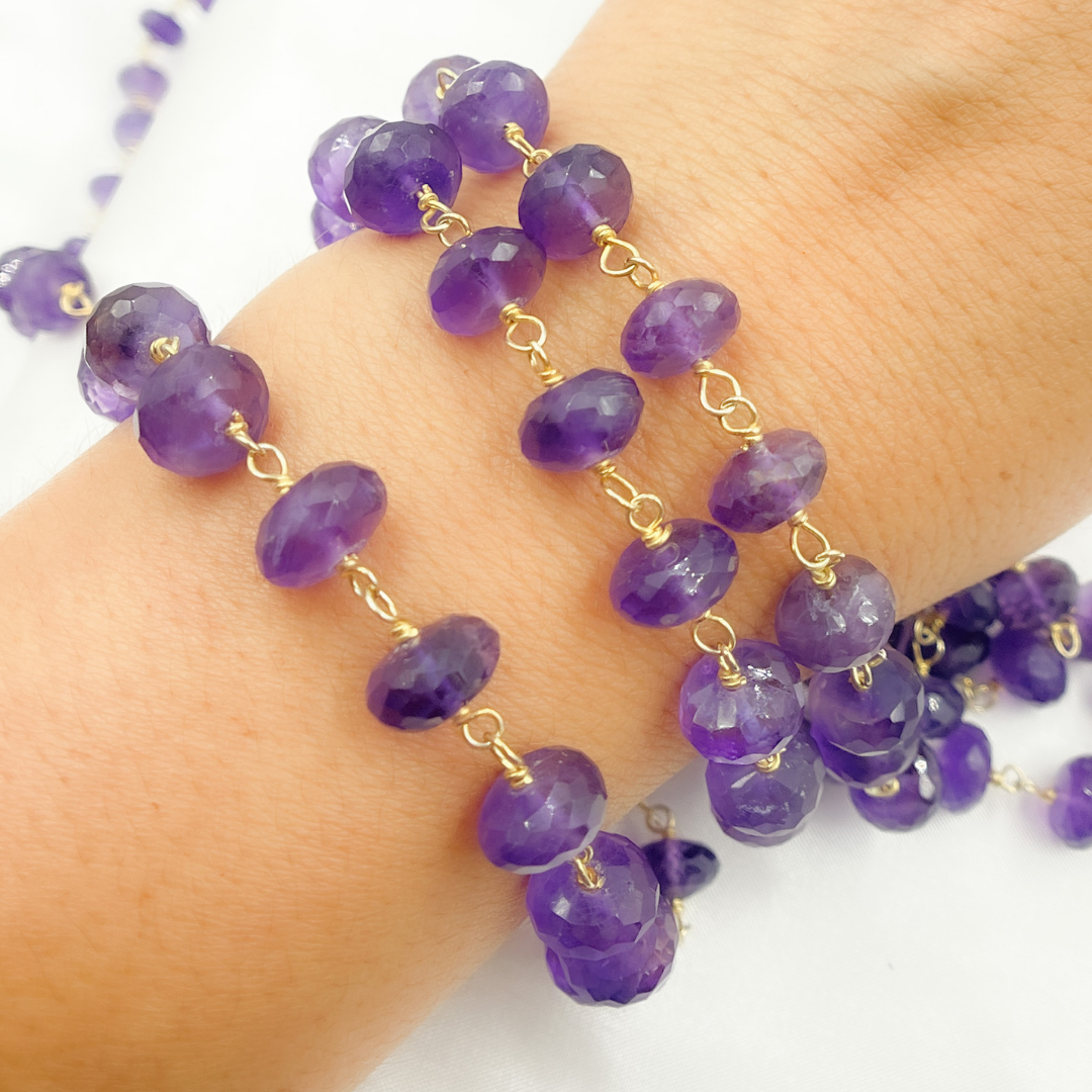 Amethyst Gold Plated Wire Chain.