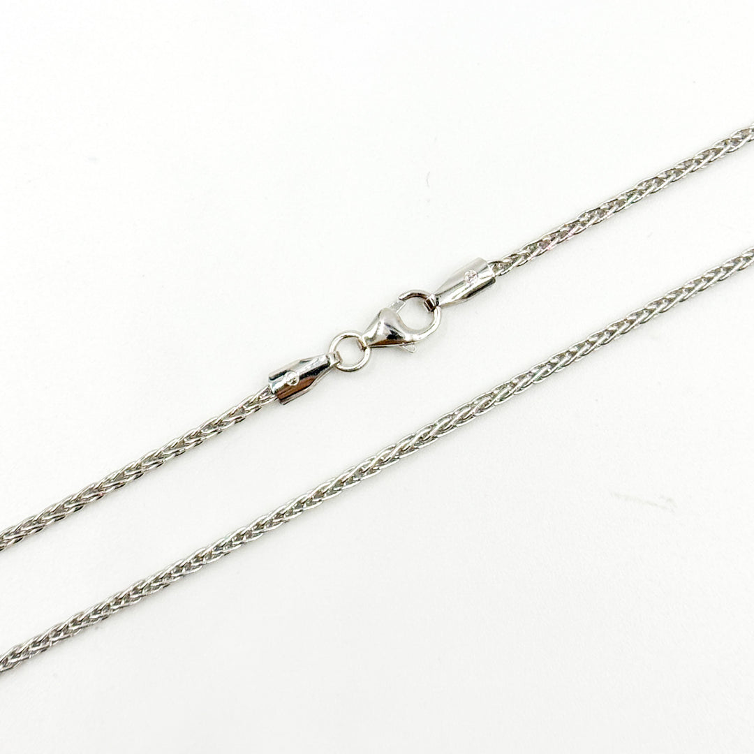 035SP3TFWG. 14K White Solid Gold Wheat Chain