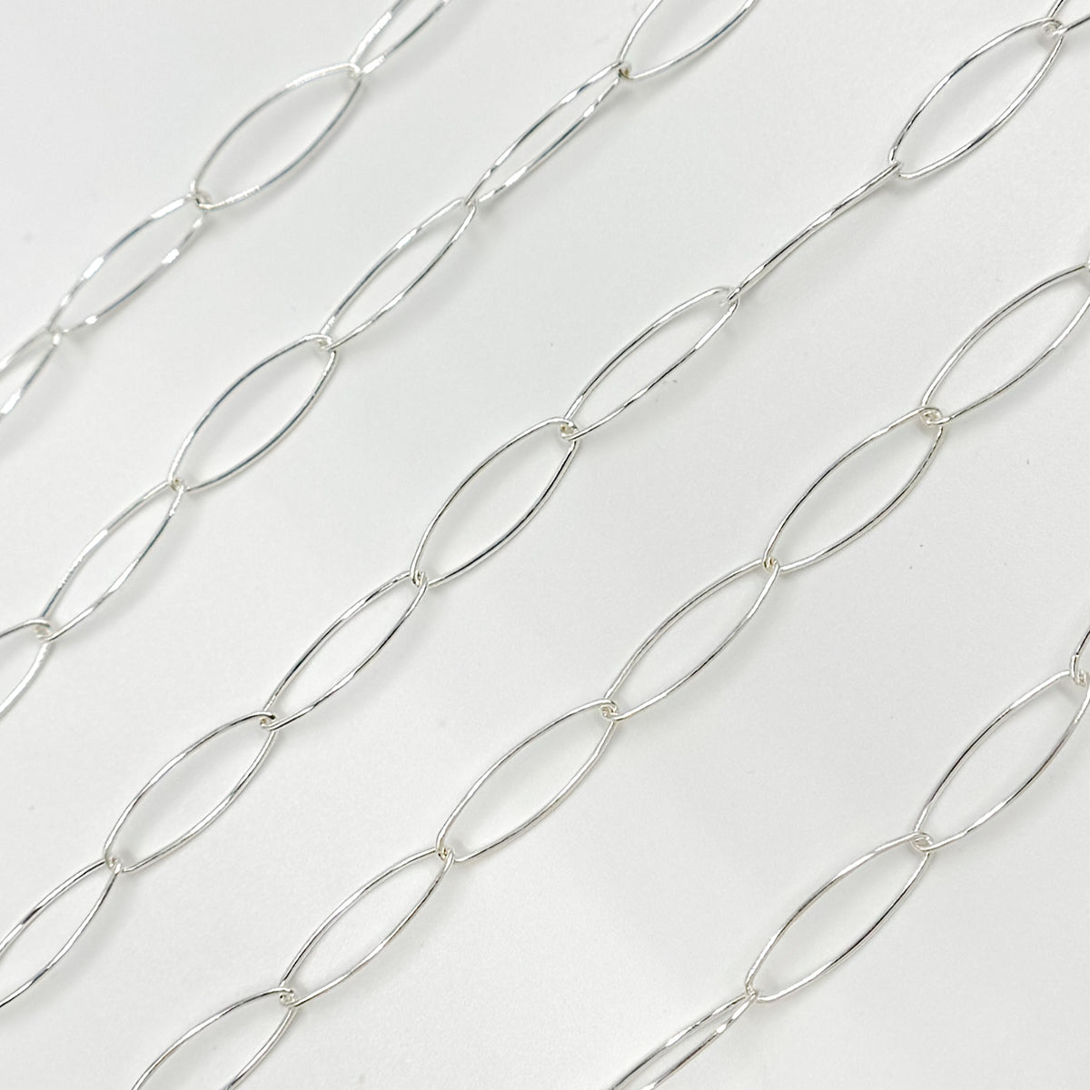 Sterling Silver Smooth Marquise Shape Link Chain