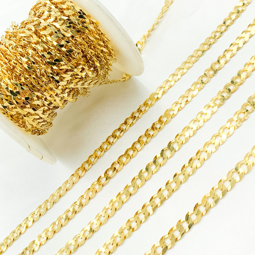 Gold Plated 925 Sterling Silver Ultra Flat Curb Chain. Y94GP