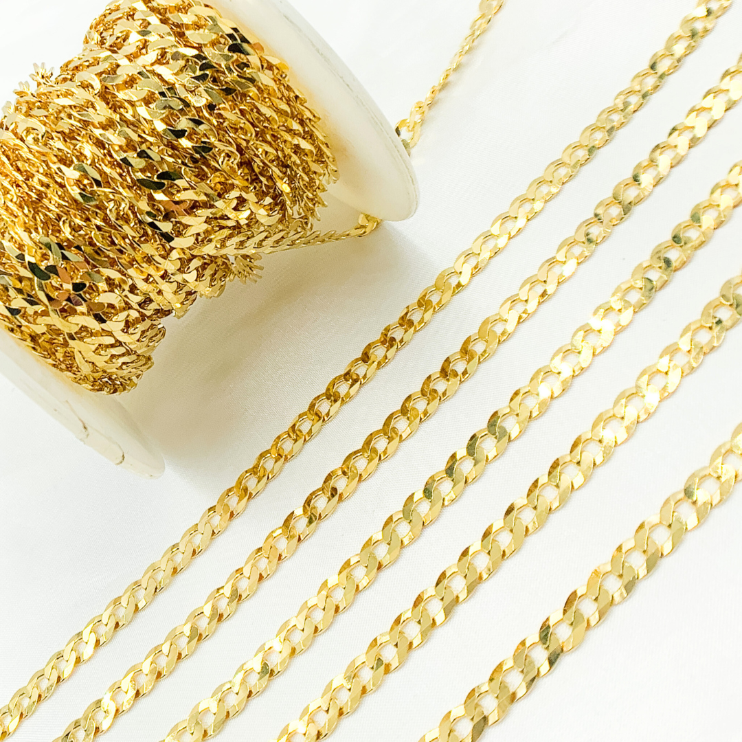 Y94GP. Gold Plated Sterling Silver Ultra Flat Curb Chain