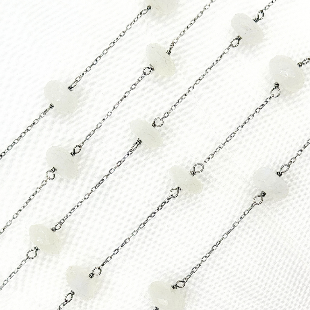 White Moonstone Oxidized Connected Wire Chain. WMS4