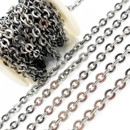 Black Rhodium Sterling Silver Round Link Chain