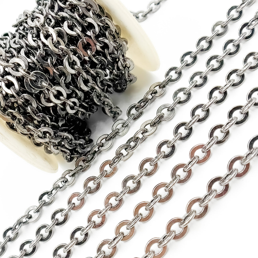 Black Rhodium Sterling Silver Round Link Chain