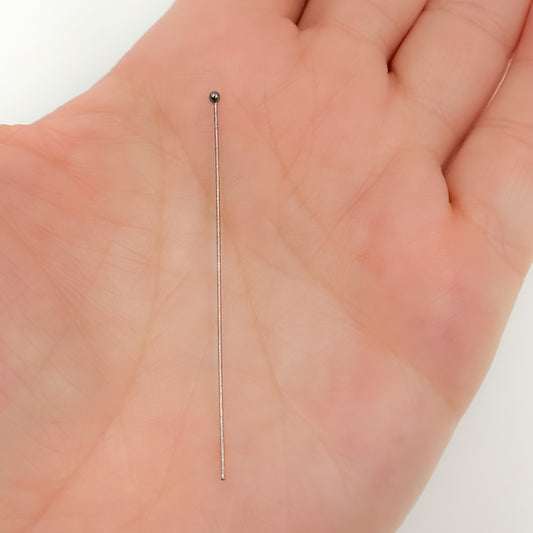 24 Gauge Black Rhodium Sterling Silver Ball 1 Inch Headpin