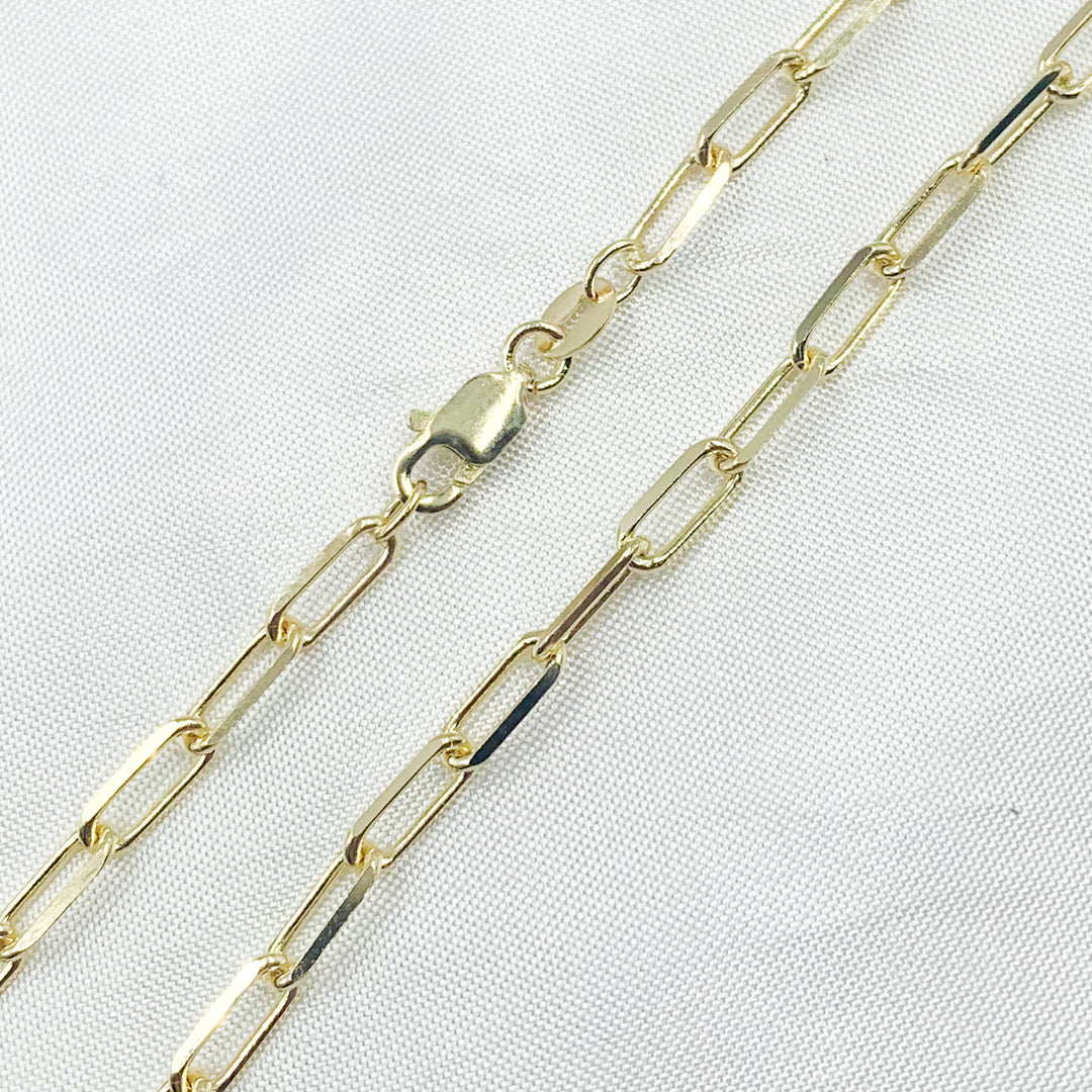 14K Solid Yellow Gold Diamond Cut Paperclip Necklace. 080FVACLT5