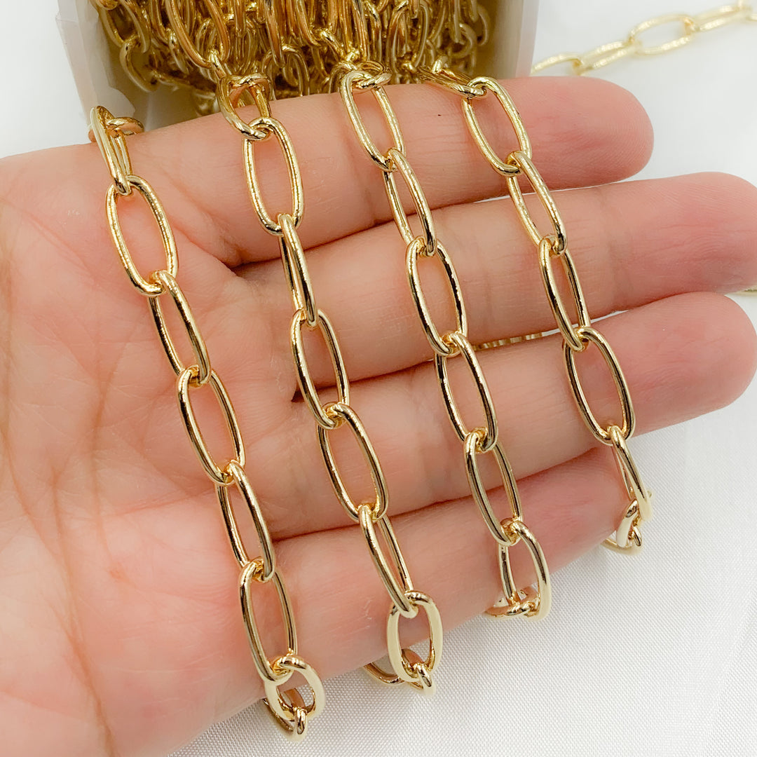 Gold Plated 925 Sterling Silver Oval Link Chain. V14GP